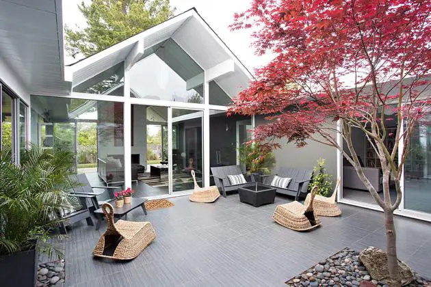 Eichler home remodel - Double Gable - klopf architecture - patio