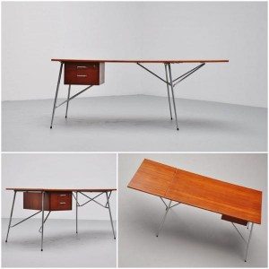 borge mogensen - drop leaf desk by Soborg Denmark 1950 - teak and metal