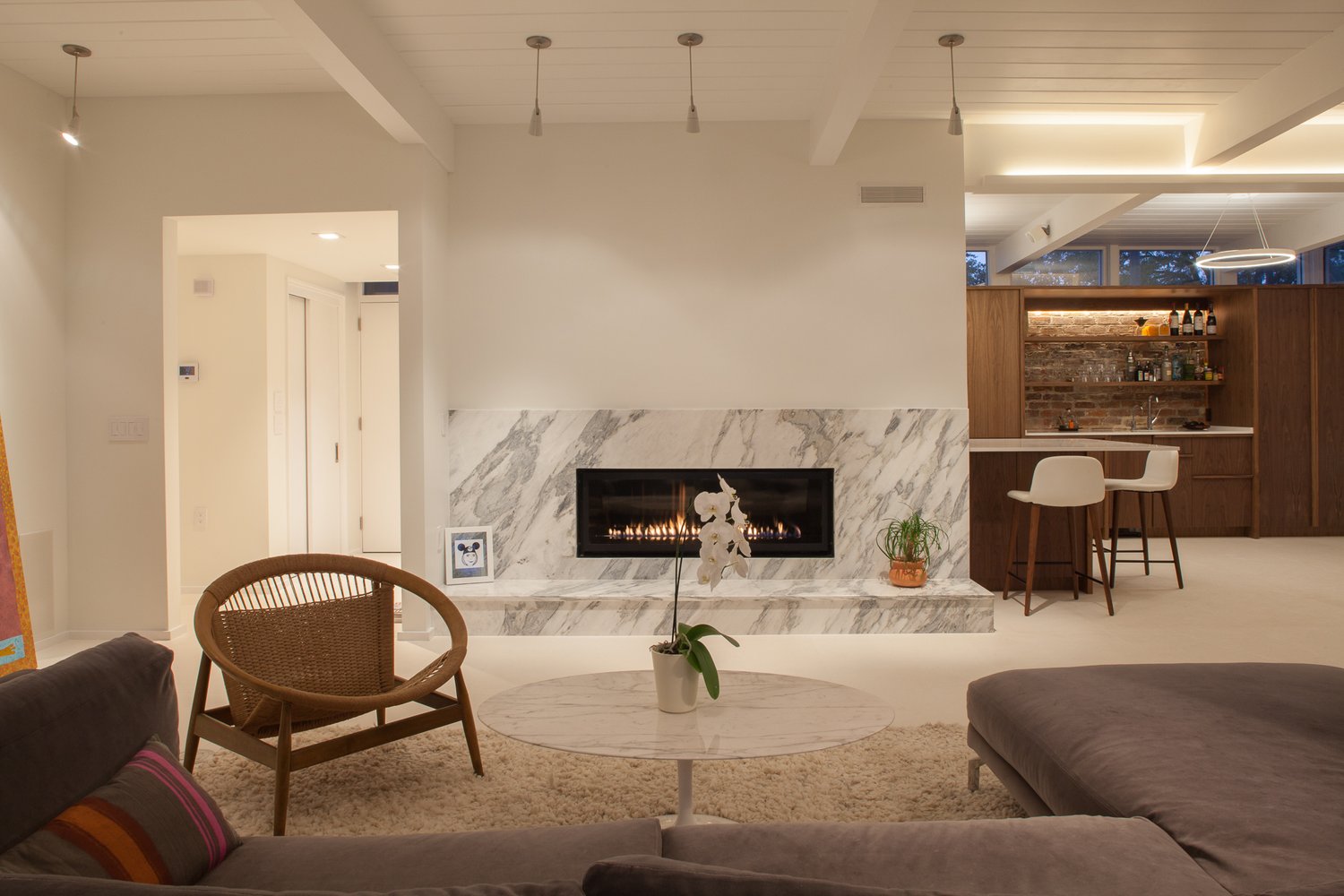 mid-century modern renovation in New Orleans - living