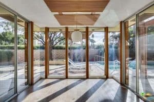 Stan Sackley Palm springs mid century home interior swimming view
