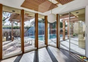 Stan Sackley Palm springs mid century home interior swimming view corner
