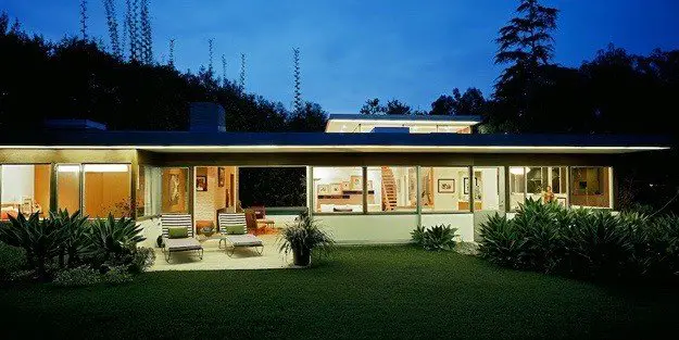 Richard Neutra Freedman Residence Exterior at Night