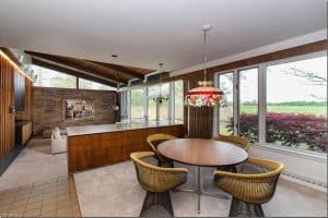 mid century house Cuyahoga Valley architect E. Keith Haag dining area inside