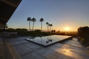 Michael Johnston renovation E. Stewart Williams House exterior pool sunset