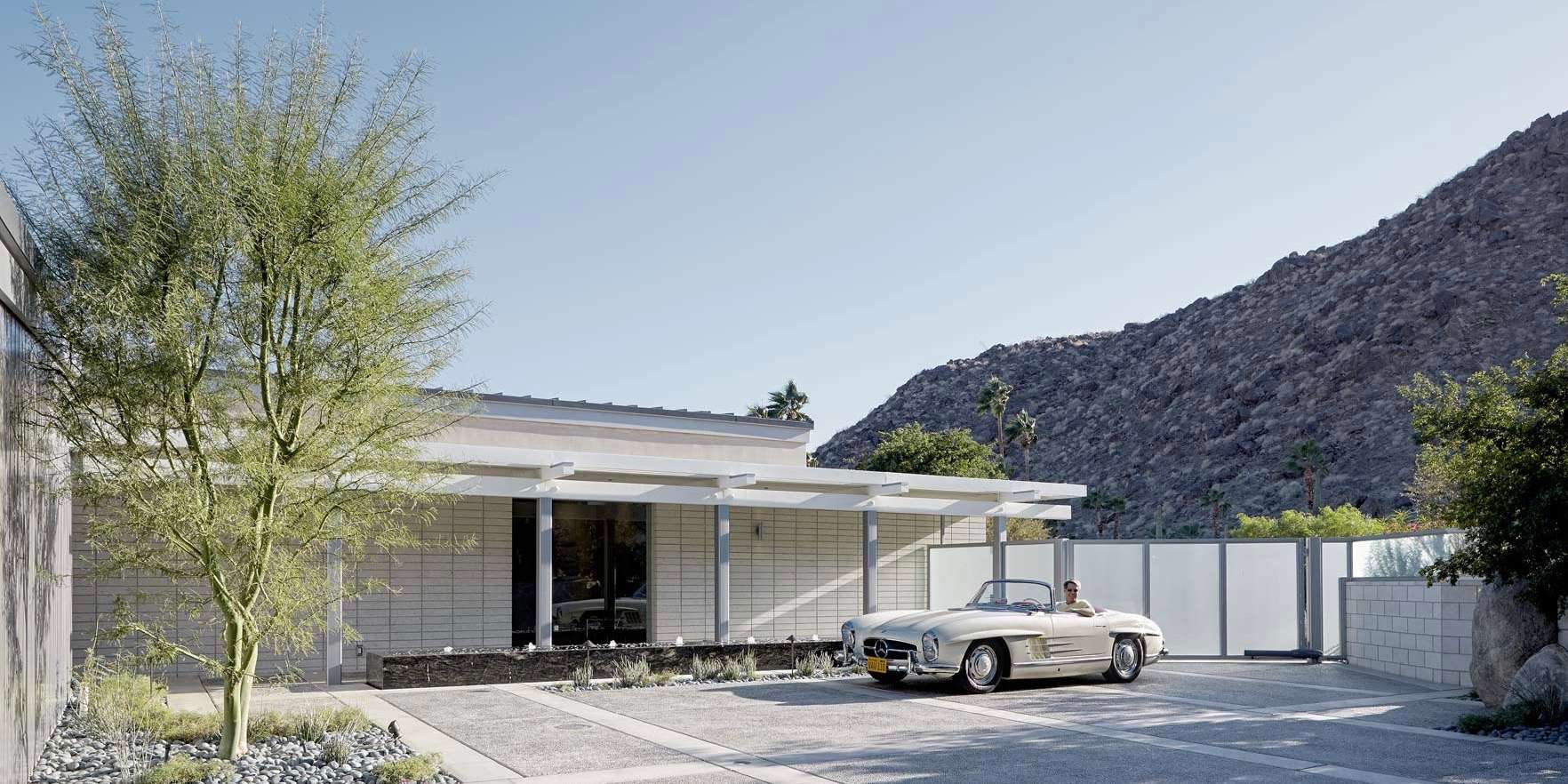 Michael Johnston renovation E. Stewart Williams House exterior front car park