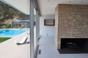 Richard Neutra Singleton Residence interior fireplace