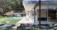 Richard Neutra Singleton Residence garden pond view