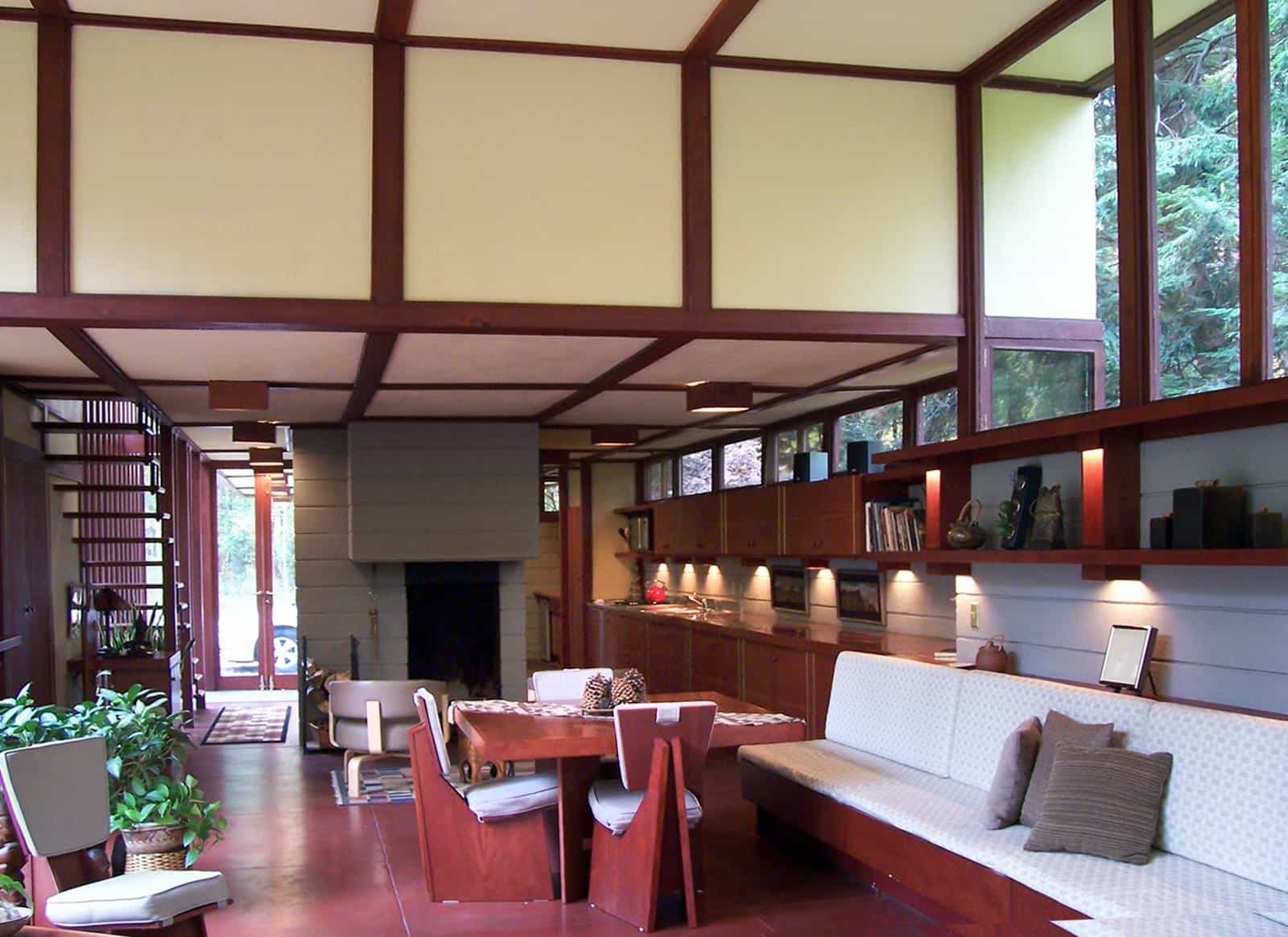 frank lloyd wright - penfield house - living room