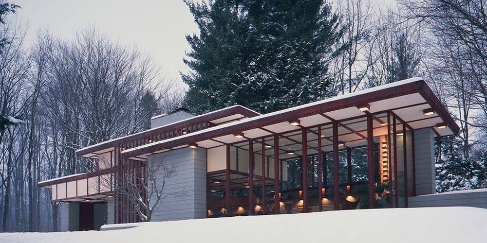 The Frank Lloyd Wright's Penfield House exterior winter