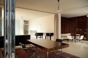Villa Tugendhat Ludwig Mies van der Rohe outside daylight interior dining area