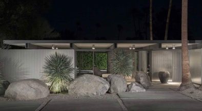donald wexler house in palm springs front night