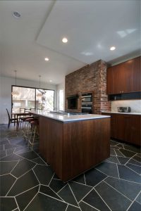 mid-century house san diego Kitchen Island and Upper