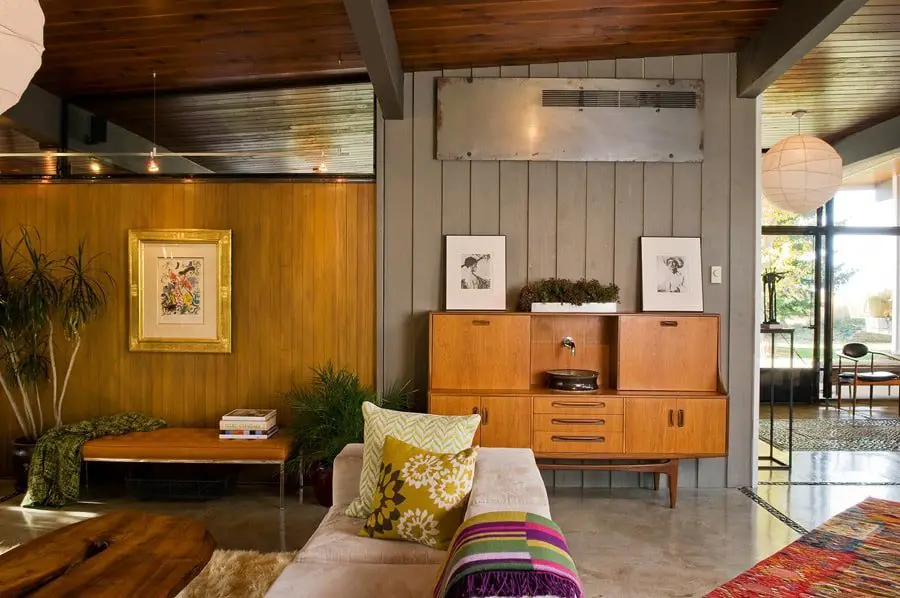 mid-century modern house renovation by Larry Pearson living room