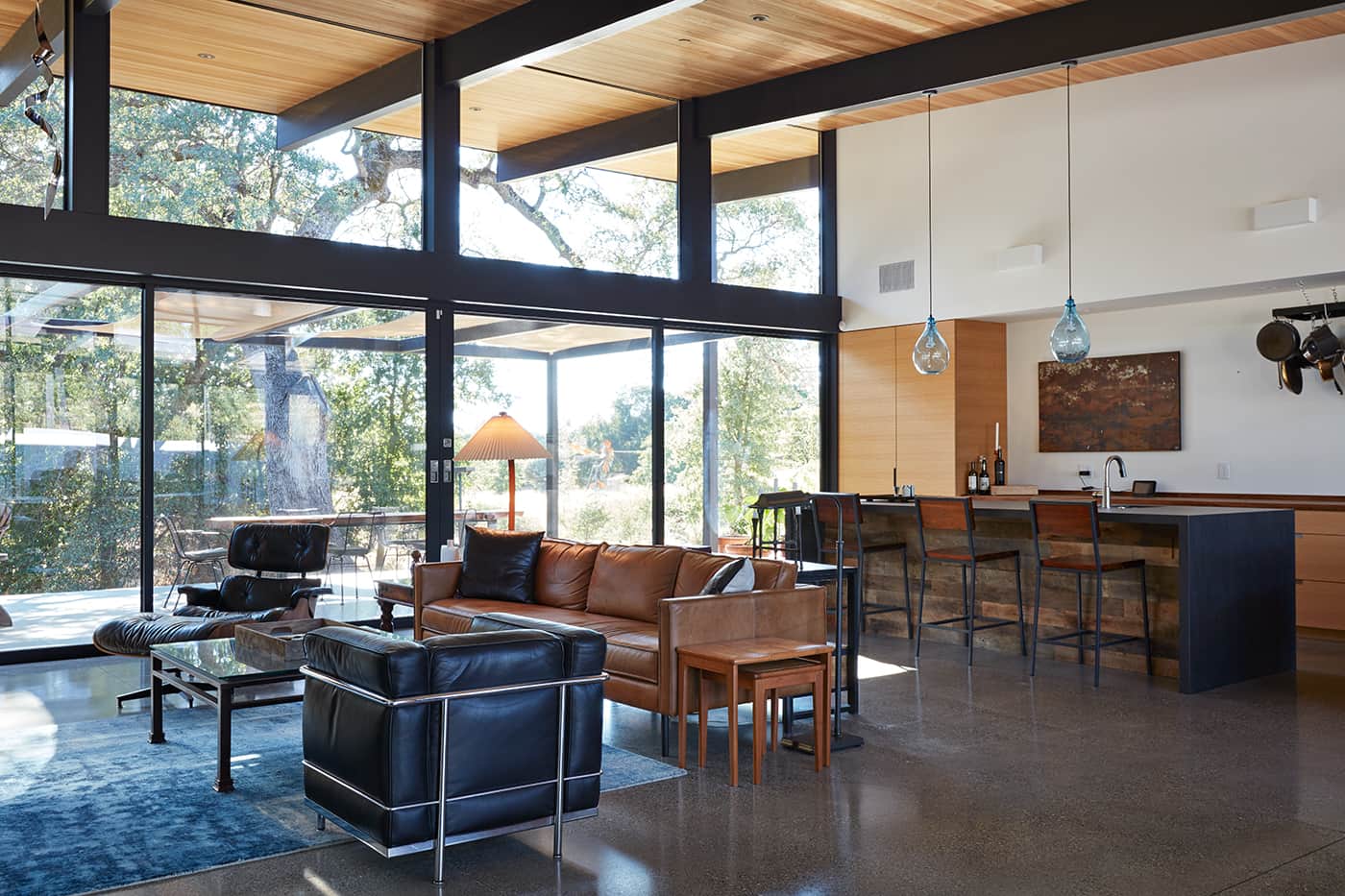 mid-century house renovation by Klopf architects in Sacramento - living room