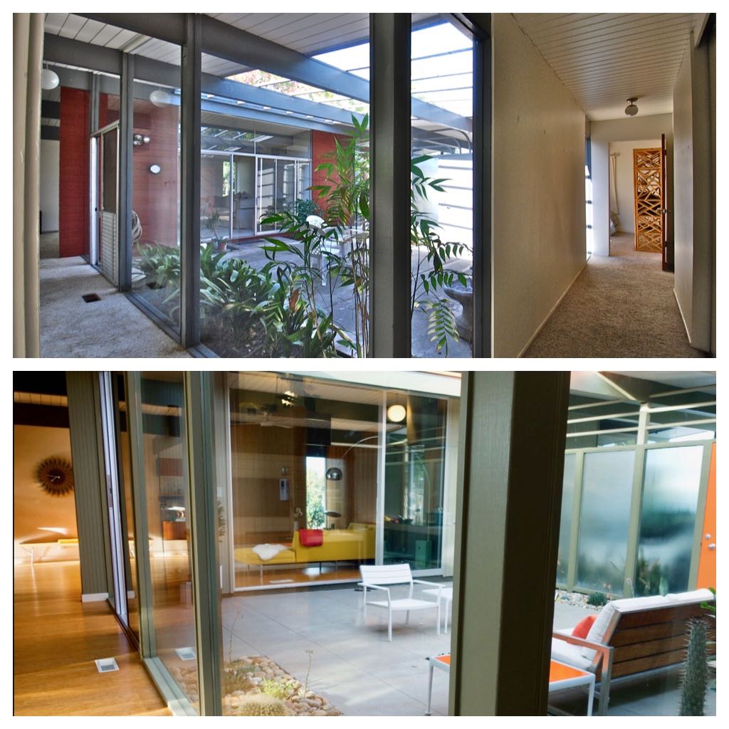 Eichler Home renovation - before/after - atrium