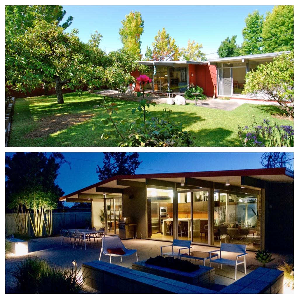 Eichler Home renovation - before/after - backyard