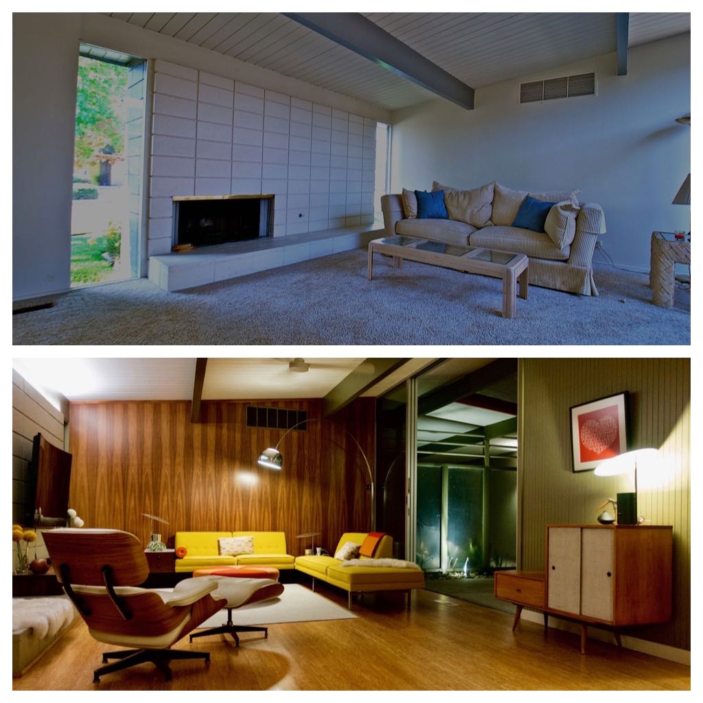 Eichler Home renovation - before/after - living