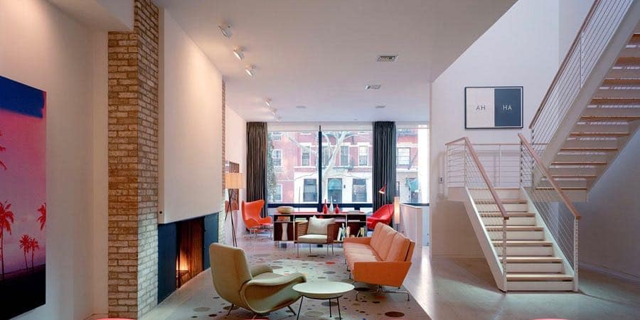 New York modernist Townhouse by Alexander Gorlin - living room