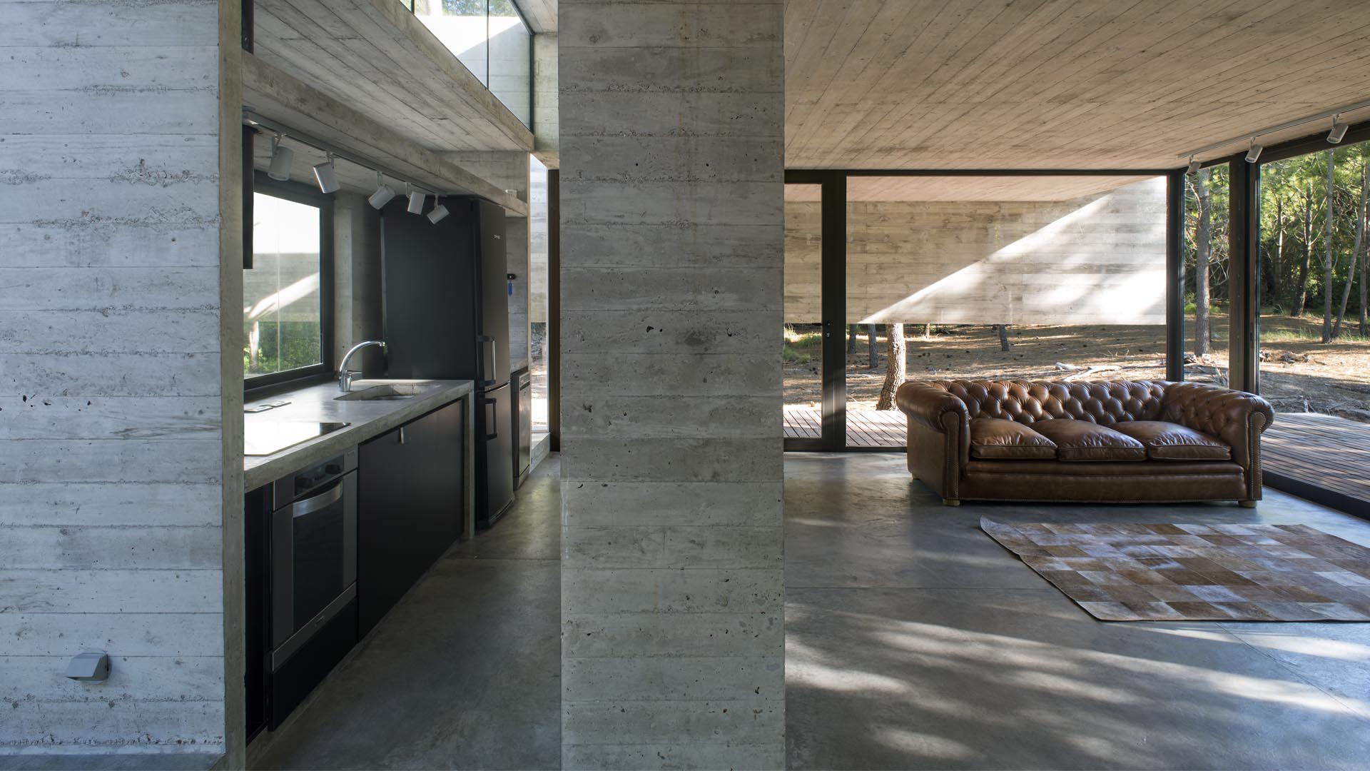 contemporary brutalist house in argentina - Luciano Kruk - living