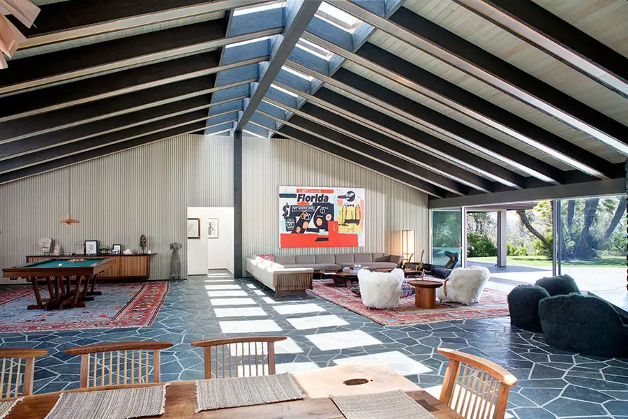 mid-century inspired Benedict Canyon house - living room