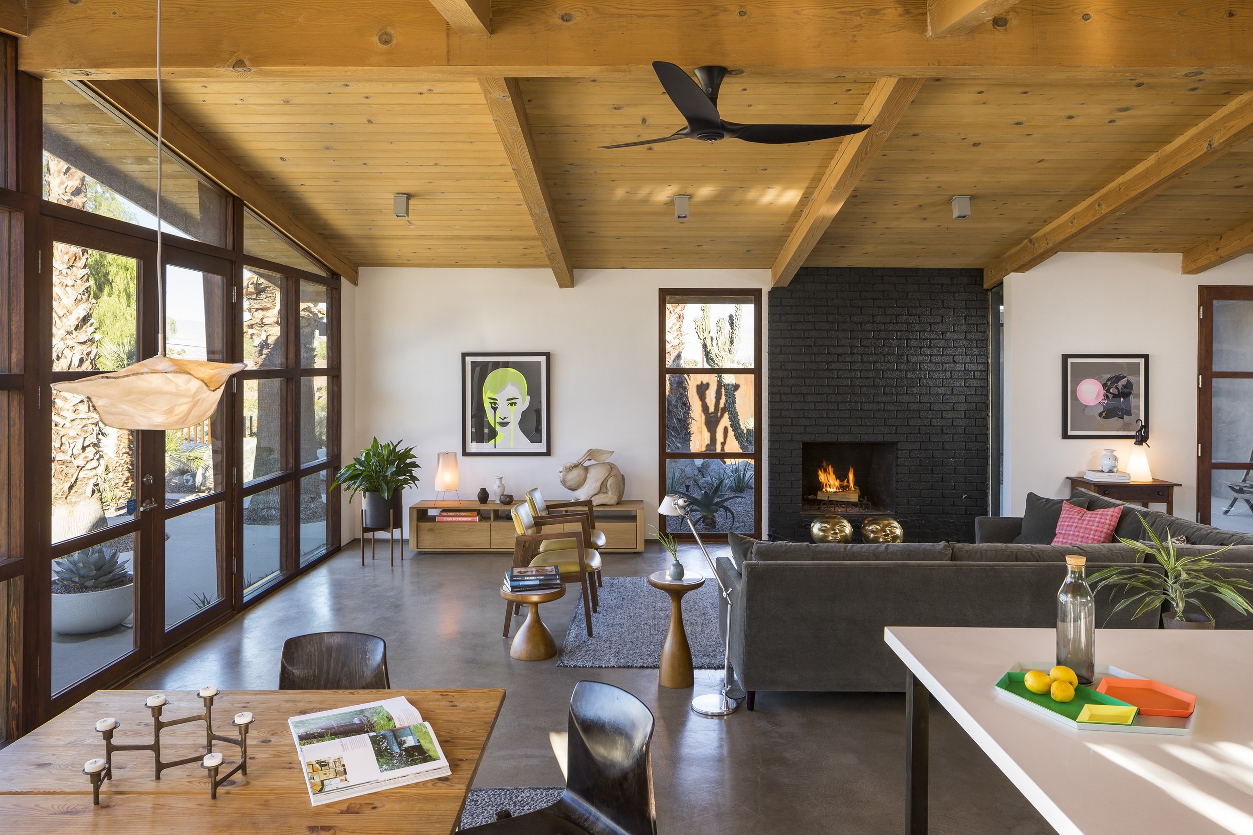 cliff may ranch style mid-century in palm springs - living room