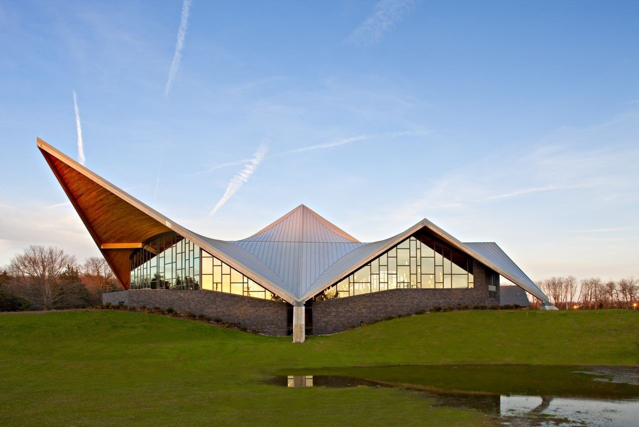 mi-century inspiration for the church of st. alysius - exterior