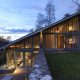 modern hillside Ansty Plum house - exterior night