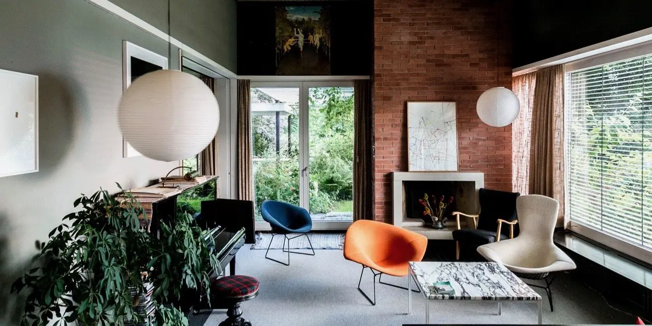 mid-century house by Leo Hafner - Lake Zug, Switzerland - living room