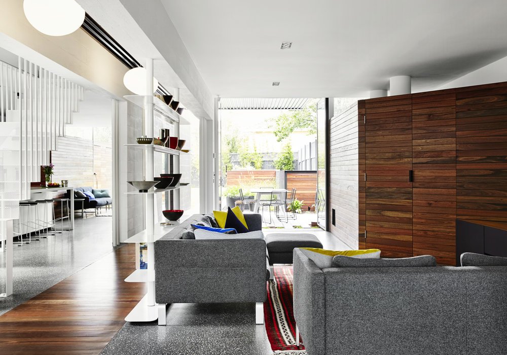 modernist australian house - maynard archtects - living room