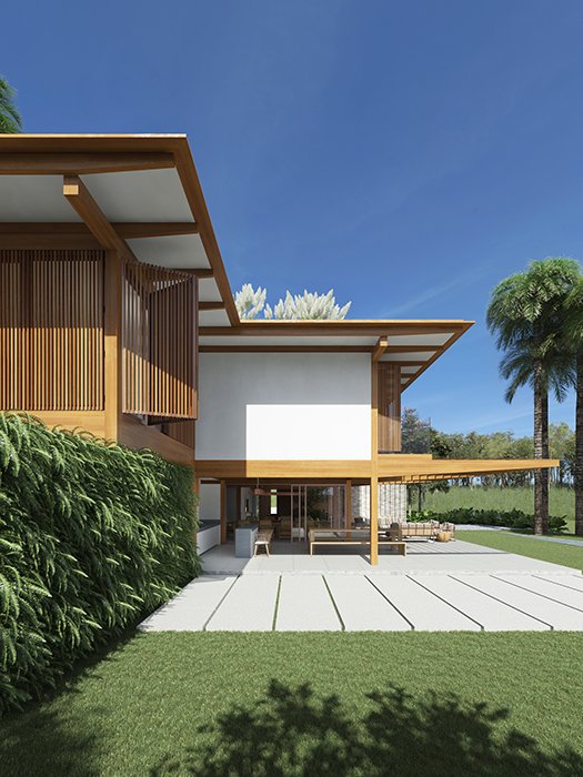 André Luque Arquitetura - modernist inspired vineyard house - exterior side view