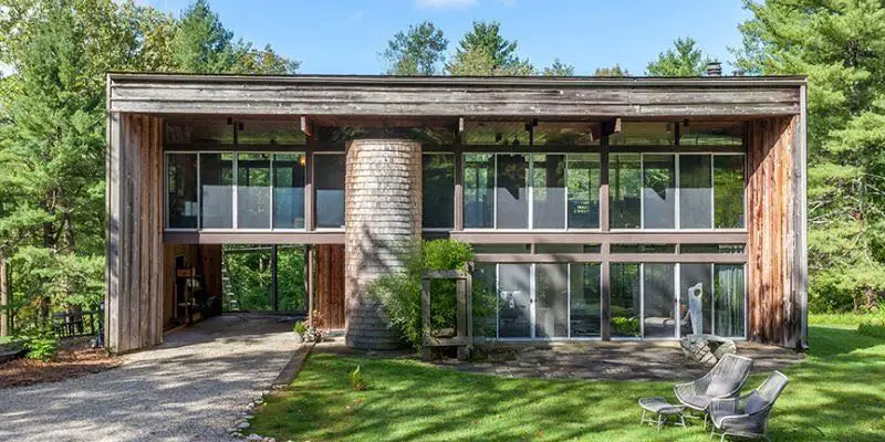 mid-century house in Falls Village, CT - exterior front