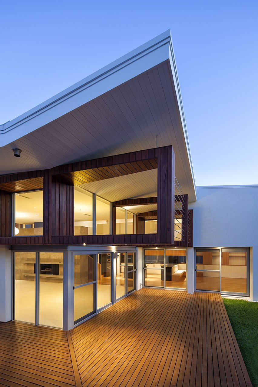 Modern home - moreing rd - mountford architects - exterio night