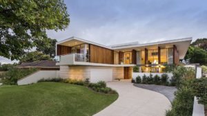 Modern home - moreing rd - mountford architects - pool view night