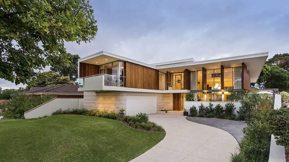 Modern home - moreing rd - mountford architects - pool view night