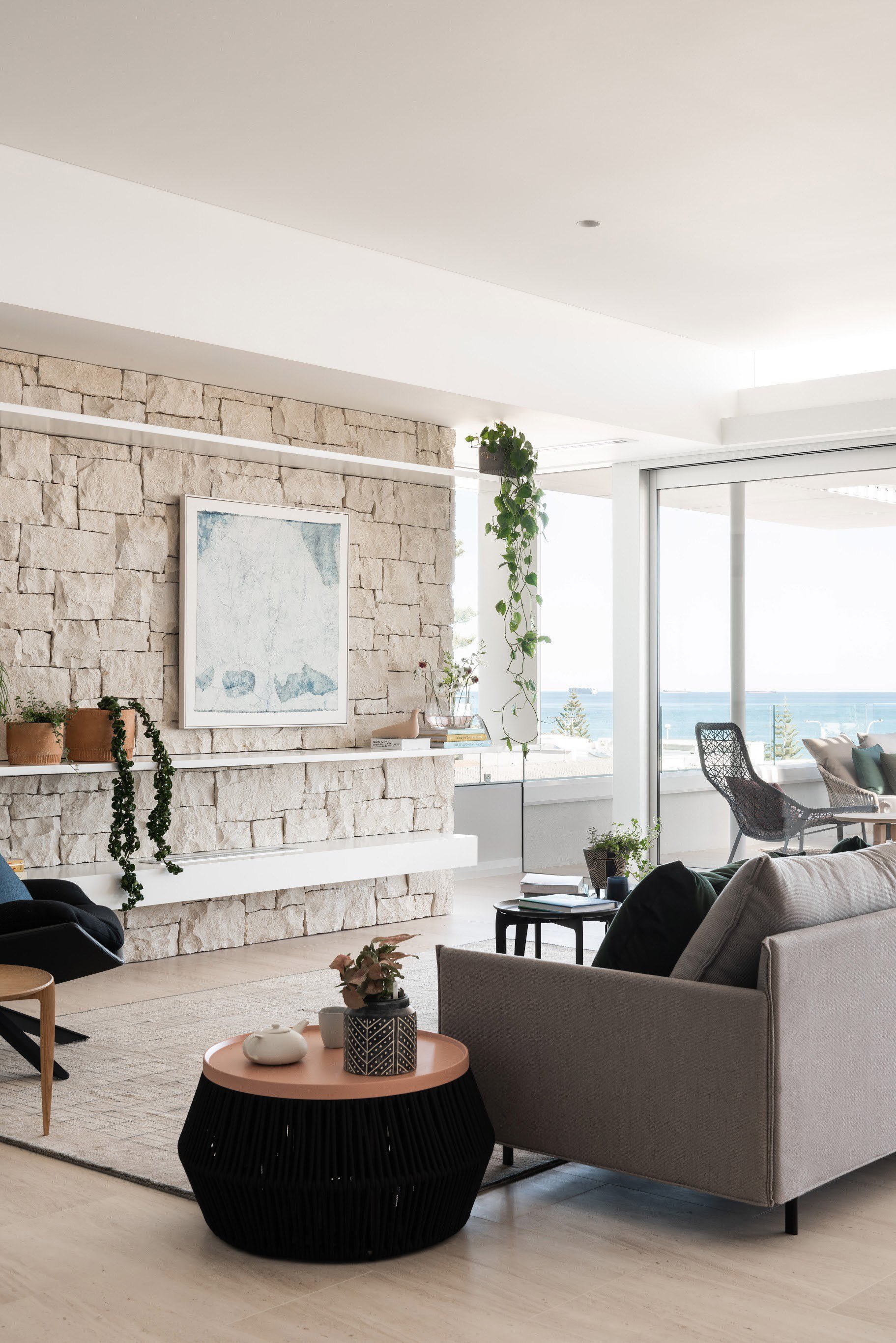 Modernist apartments - Overton Terraces - Braham architects - living room