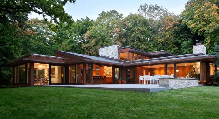 Midcentury modern home renovation in Minnesota -  exterior front 