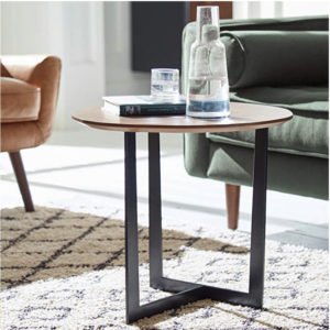 Rivet Bristol Natural Edge Black Metal Side Table, Walnut