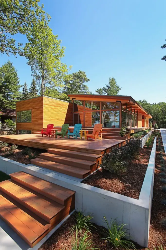 midcentury inspired lake house in Michigan - exterior front