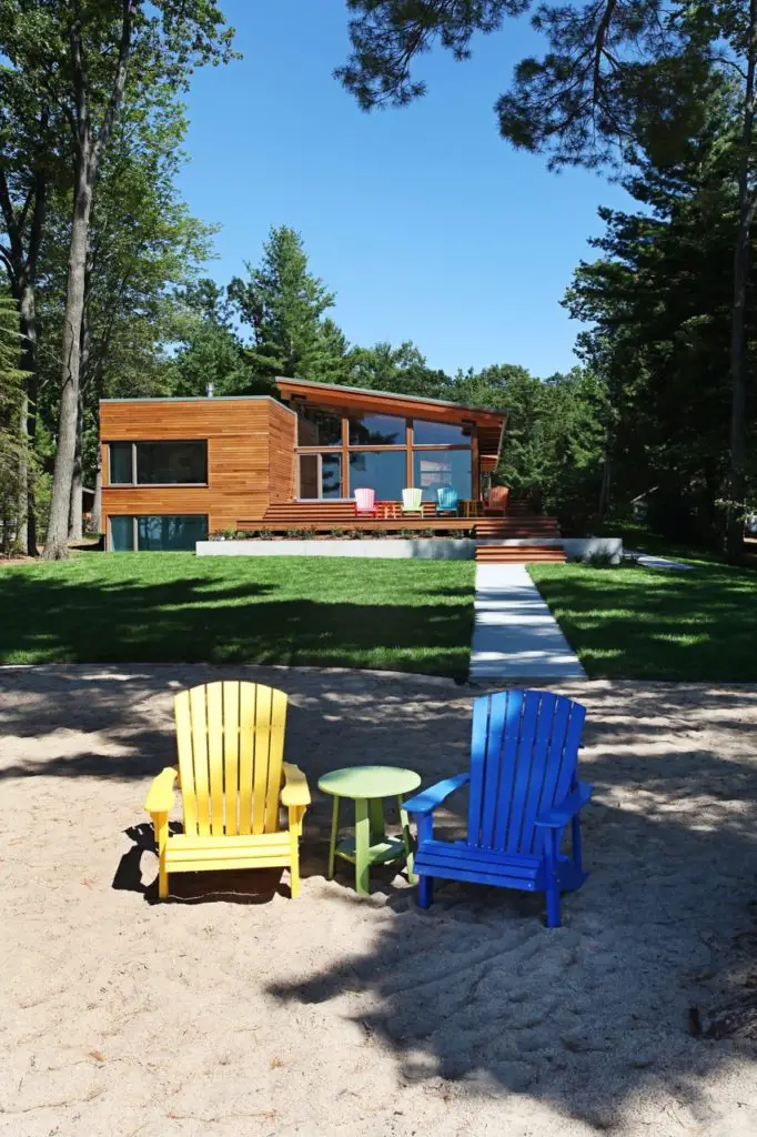 midcentury inspired lake house in Michigan - exterior