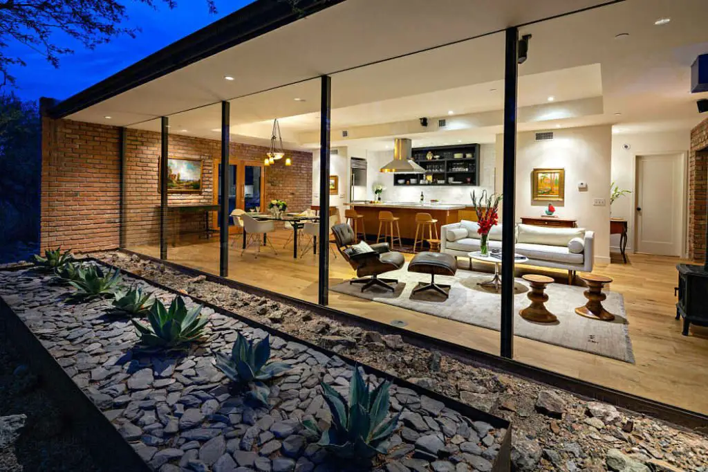 Greey Pickett - midcentury inspired desert house - living exterior  night