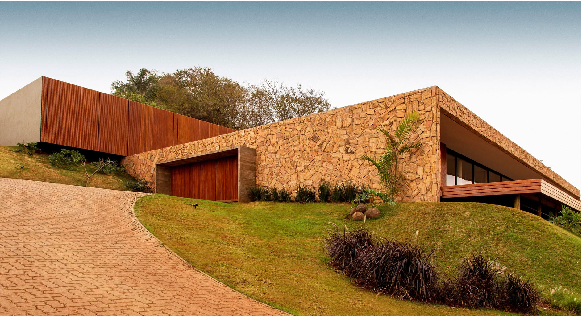 modernist house of stones -