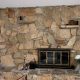 Midcentury stone fireplace