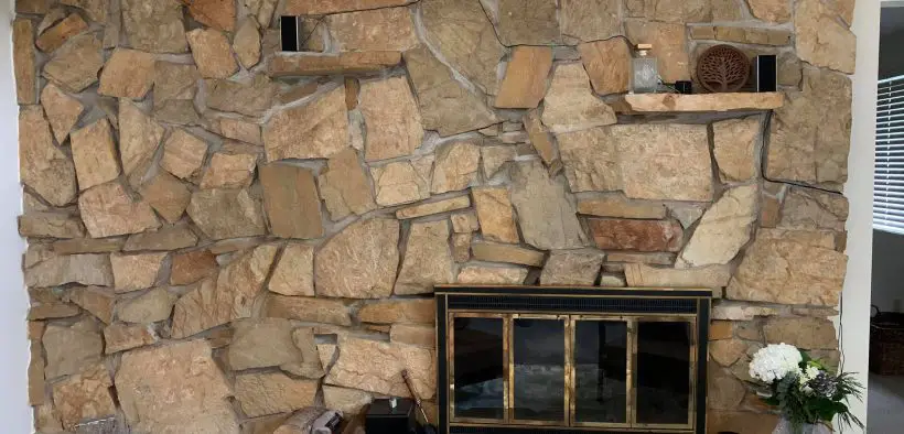 Midcentury stone fireplace