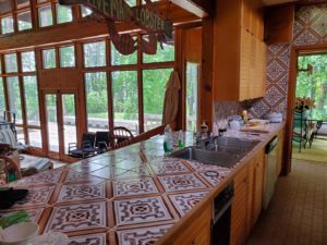 Countertop tiles midcentury kitchen