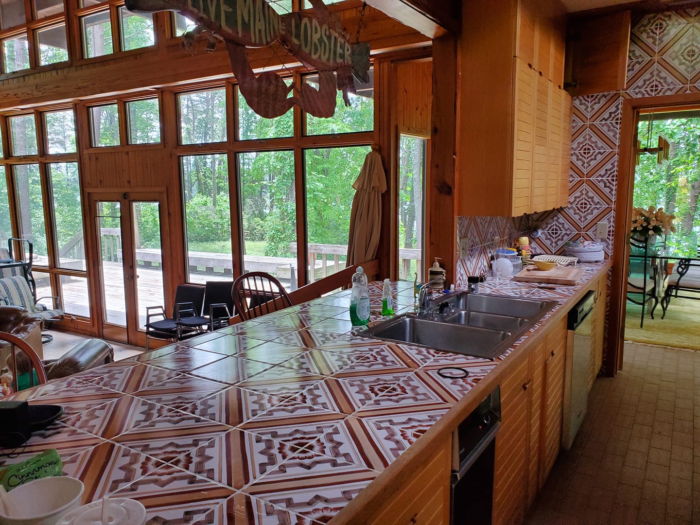 Countertop tiles midcentury kitchen