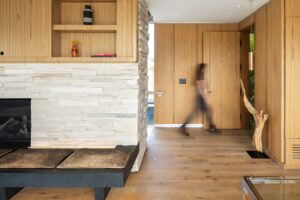 Sustainable midcentury home - living room