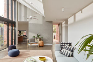 Modern brick house - living