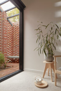 Modern brick house - living