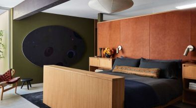 Modernist home interior renovation by studio shamshiri - bedroom - Mid ...
