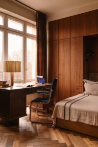 Modernist apartment renovation in Warsaw - bedroom